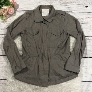Aritzia Community Bellum Linen Blend Cargo Gray Utility Jacket